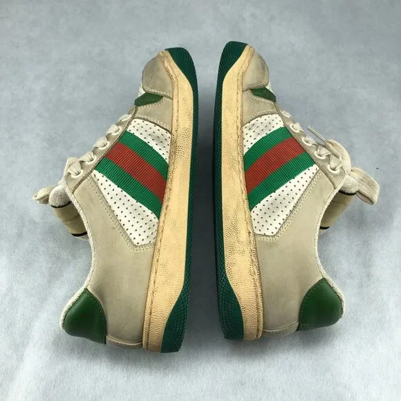 Gucci Ace Web Stripe Sneakers White Green Women’s Size 35.5 - Picture 4 of 11
